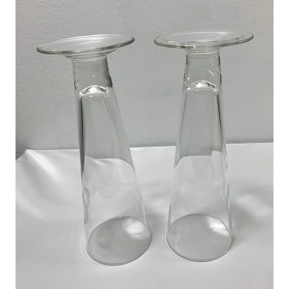 Two Tall‎ Champagne Flutes Monogram Y Wedding Glasses Barware 9